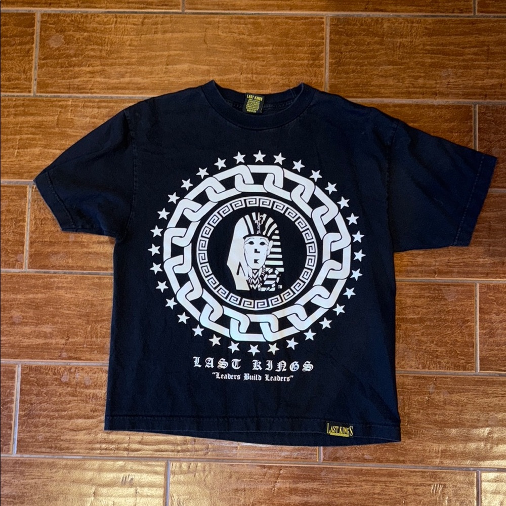 Black and White Short Sleeve Tee with Circular Logo